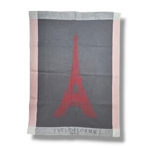 Yves Delorme Paris France Tea Towel Eifel Tower Hand Kitchen Silver Pink Red